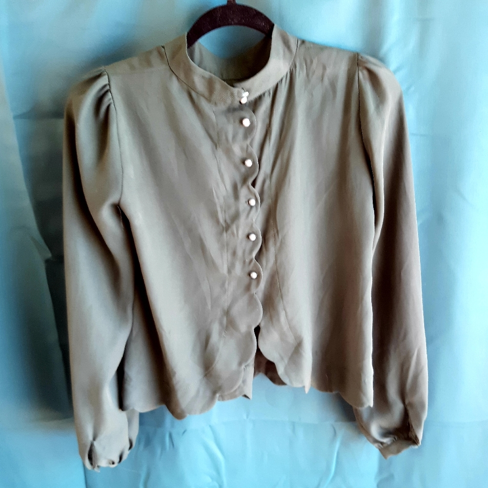 Dark Green button down blouse
